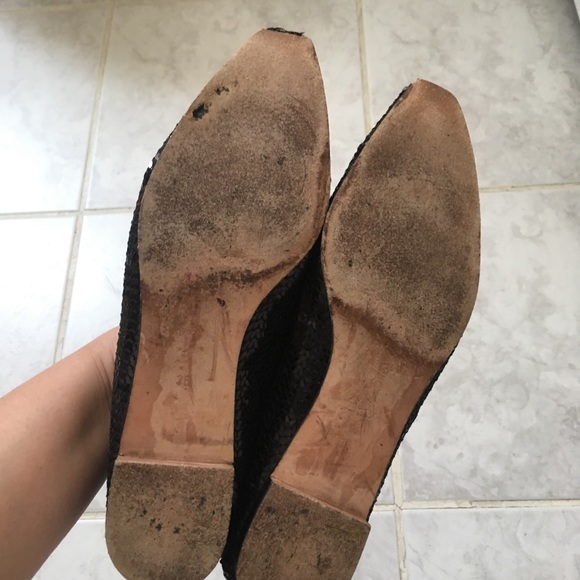 Manolo Blahnik Black Sequin Ballet Flats - Picture 6 of 10